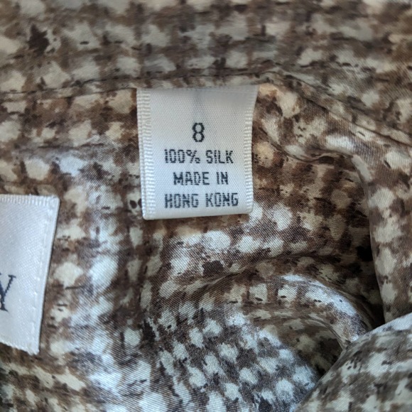 Vintage Linda Allard Ellen Tracy Silk Blouse Top Shirt Button Long Brown 90s 8 - Picture 14 of 14